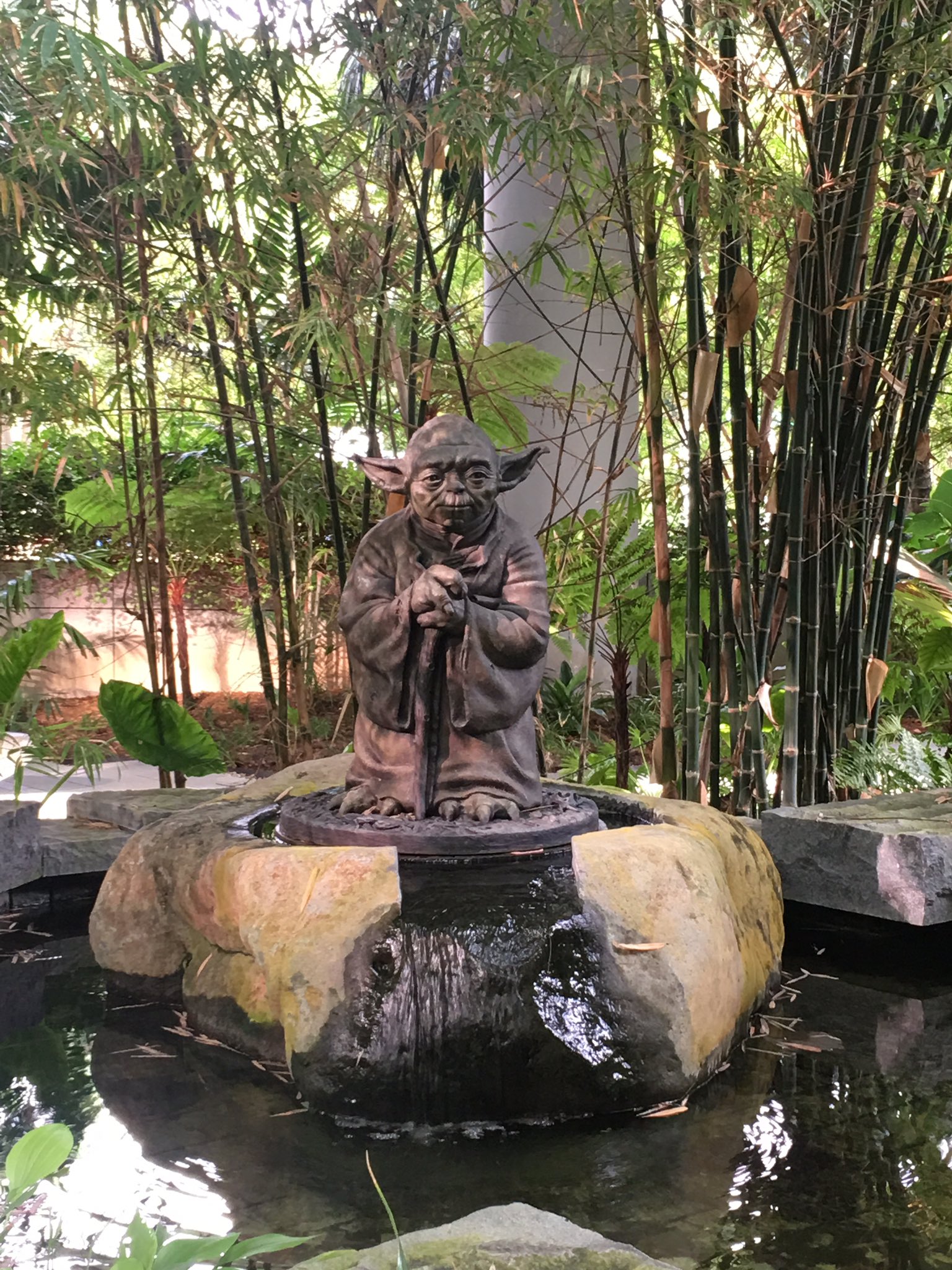 Master Yoda departs the swamp of Lucasfilm Singapore Sandcrawler